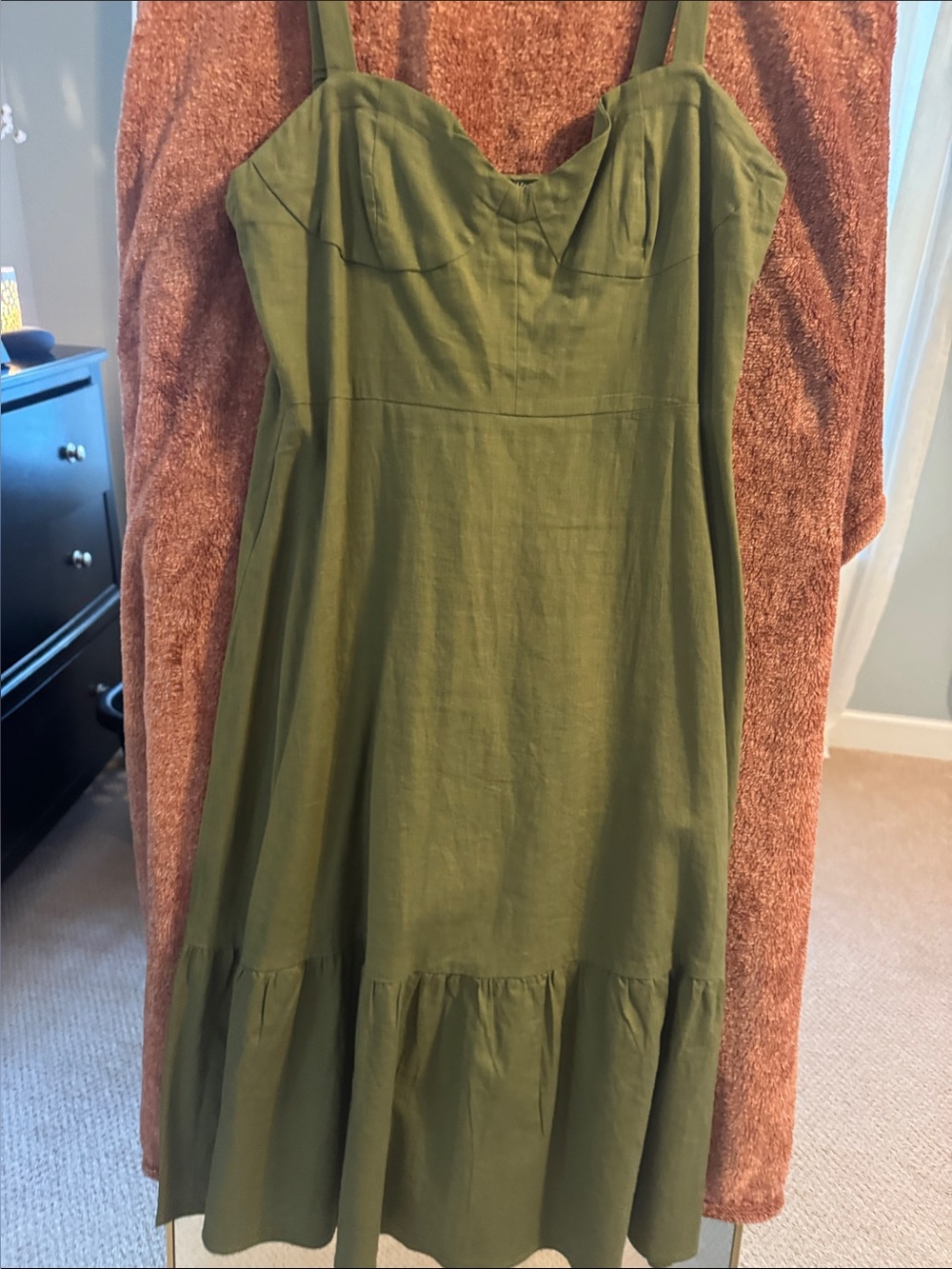 Olive Green' Sundress with Sweetheart Bodice